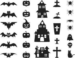 halloween dark illustration set