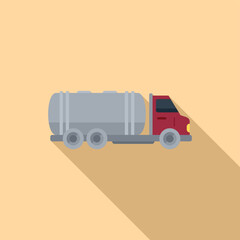 Milk tank truck icon flat vector. Factory cheese. Butter farm