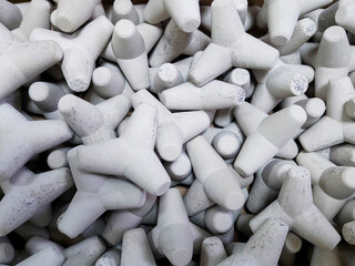 Concrete tetrapod breakwaters. Tetrapod model, design concept.