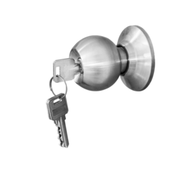 Door knob locks with keys isolate