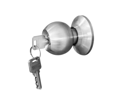 Door knob locks with keys isolate