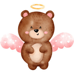 Fairy Bear Watercolor illustration