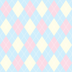 Argyle plaid seamless pattern sweater vest yellow , pink and blue color stripes black background , Knitwear decorection Vector illustration .	