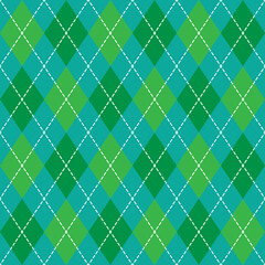 Fototapeta premium Argyle plaid seamless pattern sweater vest green and white color stripes white background , Christmas day decorection Vector illustration . 