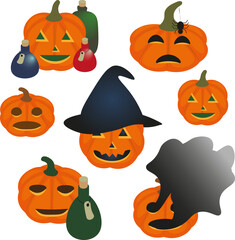 halloween pumpkin set, jack-o-lantern