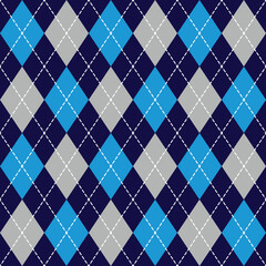 Argyle plaid seamless pattern sweater vest gray and blue color stripes dark blue background , Christmas day decorection Vector illustration .