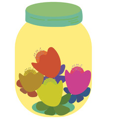 Mason jar filled with flowers