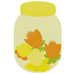 Mason jar filled with flowers