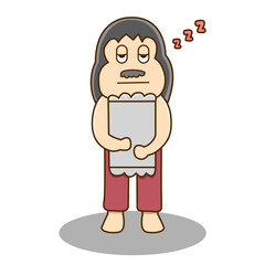 vector illustration of a man sleeping on a white background