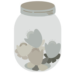 Mason jar filled with flowers