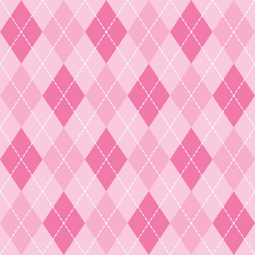 Argyle plaid seamless pattern sweater vest pink color stripes background , Valentine day decorection Vector illustration .	