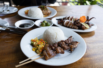 Popular Filipino Food - Pork BBQ with Rice set
