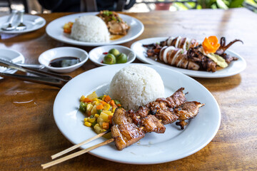 Popular Filipino Food - Pork BBQ with Rice set
