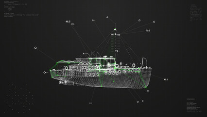 Ship UI Animation. HUD Ship Scanning.