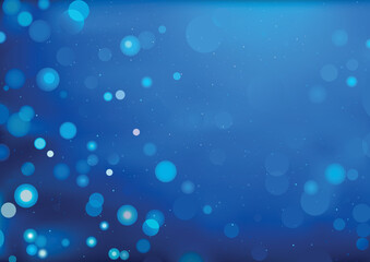 Blue Christmas Glittering Background with Bokeh Effect - Colorful Abstract Illustration, Vector