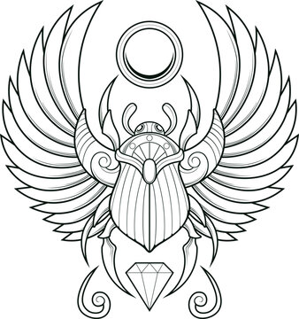 recommend clip art: scarab beetle illustration with egyptian style drawing