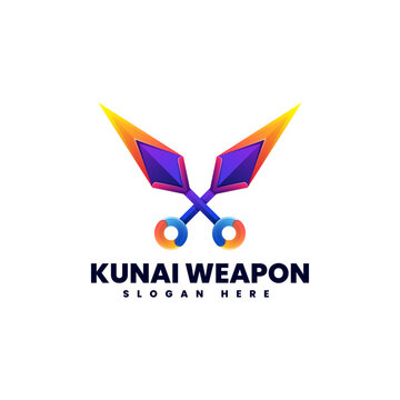 Vector Logo Illustration Kunai Weapon Gradient Colorful Style.