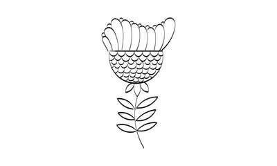 Floral Art.  flower drawing with line-art. Drawing vector graphics with floral pattern for design.