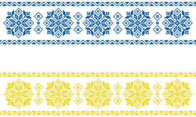 Ukrainian ornament embroidery for Knitting. Geometric picture. Pixels