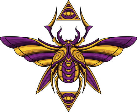 recommend clip art: scarab beetle illustration with egyptian style drawing