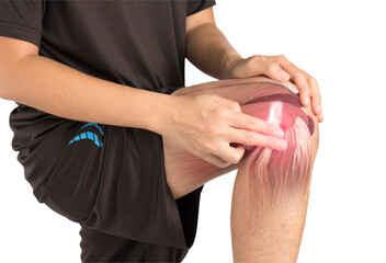 asian man rubbing knee muscle injury