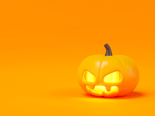 3d rendering of Halloween pumpkins on orange background.