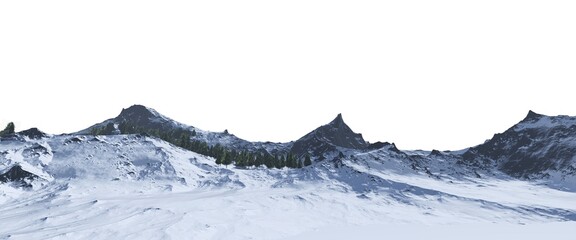 Snowy mountains Isolate on white background 3d illustration - 531856206