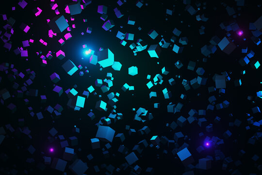 Creative glowing blue cubes wallpaper. HDR, 4K, Full HD, HDTV resolution  concept. 3D Rendering. Stock Illustration | Adobe Stock