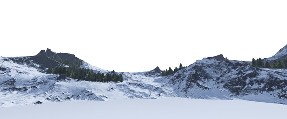 Snowy mountains Isolate on white background 3d illustration - 531856846
