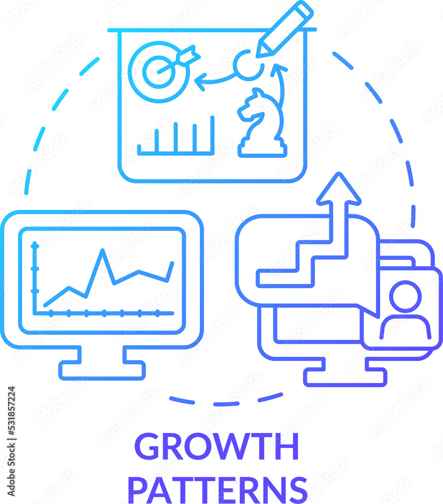 Aufkleber growth patterns blue gradient concept icon. performance monitoring abstract idea thin line illustrat