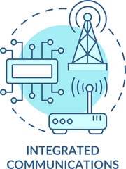 Naklejka premium Integrated communications turquoise concept icon. Smart grid providing abstract idea thin line illustration. Isolated outline drawing