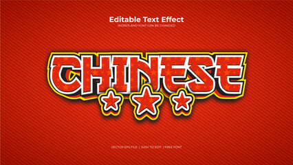 Chinese new year text effect with 3 stars and red background