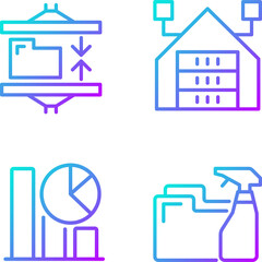 Data mining processes gradient linear vector icons set. Extract, analyze and keeping digital information. Thin line contour symbols bundle. Isolated outline illustrations collection