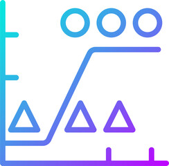 Data mining analytics gradient linear vector icon. Graph of collected information comparison. Analytics process. Thin line color symbol. Modern style pictogram. Vector isolated outline drawing