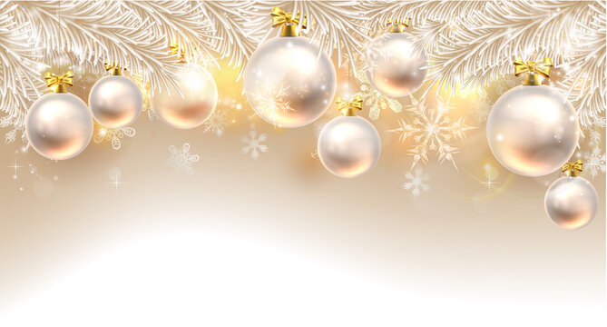 Christmas Background Bauble Design White and Gold