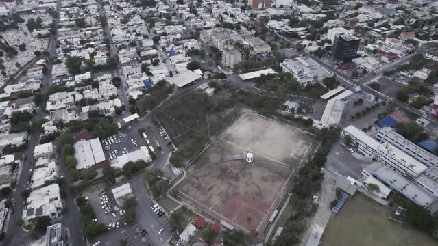 drone shoot at morning cloudy day at hasta bandera over obispado hill at Monterrey City, Mexico