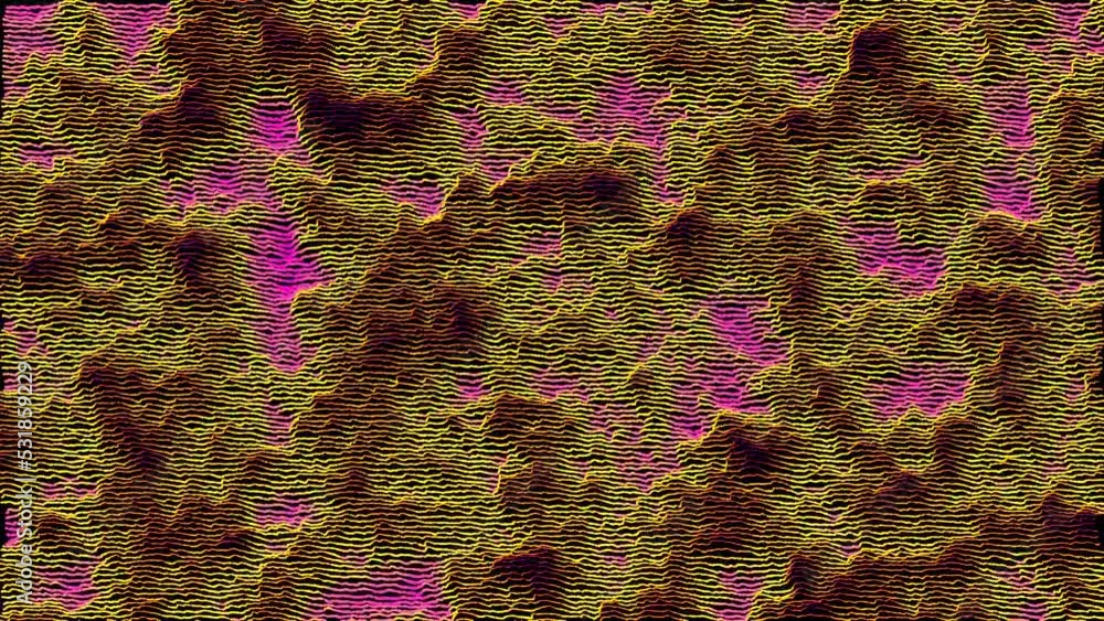 Poster abstract sonar image of ocean floor, simulation, seamless loop.