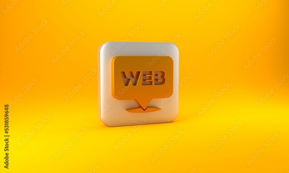 Poster gold web and graphic design icon isolated on yellow background. creative and development. silver squ