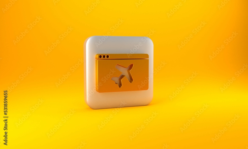 Poster gold website template icon isolated on yellow background. internet communication protocol. silver sq