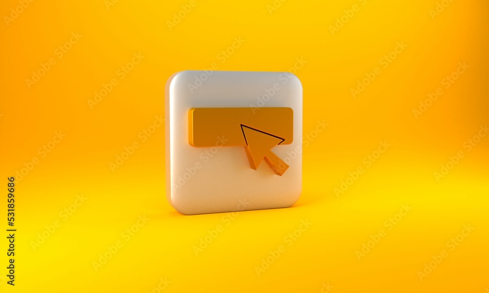 Aufkleber gold ui or ux design icon isolated on yellow background. silver square button. 3d render illustratio