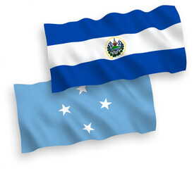 Flags of Federated States of Micronesia and Republic of El Salvador on a white background