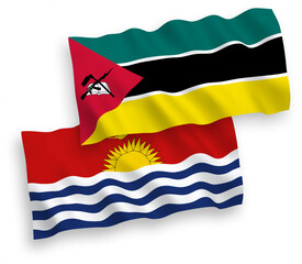 Flags of Republic of Mozambique and Republic of Kiribati on a white background