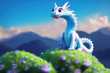 An adorable dragon generated in a 3D style to be cute in a variety of colors.