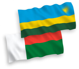 Flags of Republic of Rwanda and Madagascar on a white background