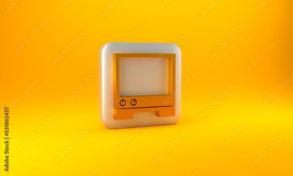 Aufkleber gold voice assistant icon isolated on yellow background. voice control user interface smart speaker.