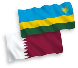 Flags of Republic of Rwanda and Qatar on a white background