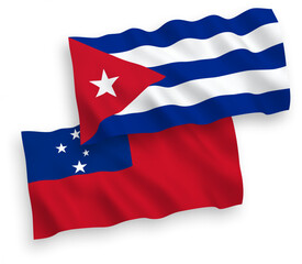 Flags of Independent State of Samoa and Cuba on a white background