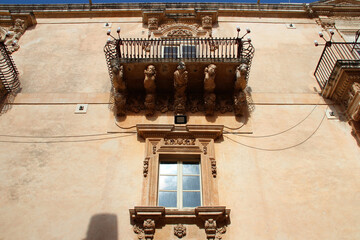 baroque palace (nicolaci dei principi di villadorata) in noto in sicily (italy)