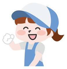 エプロンと軍手をつけたスタッフのイラスト