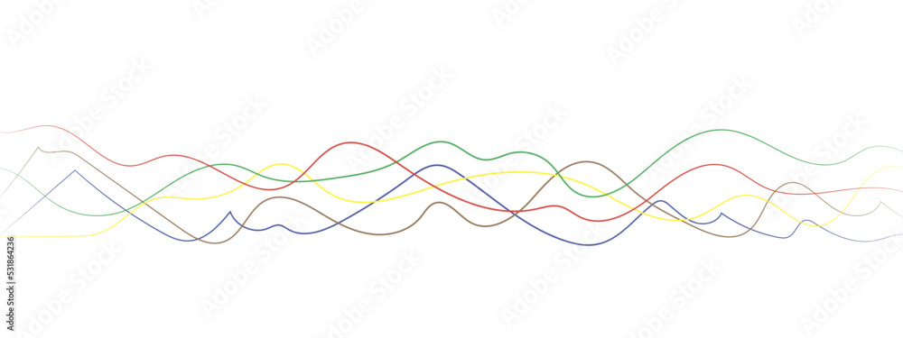 Fototapete wave curve, flow pattern, vector design element. abstract dynamic stroke, linear graphic rays. sound